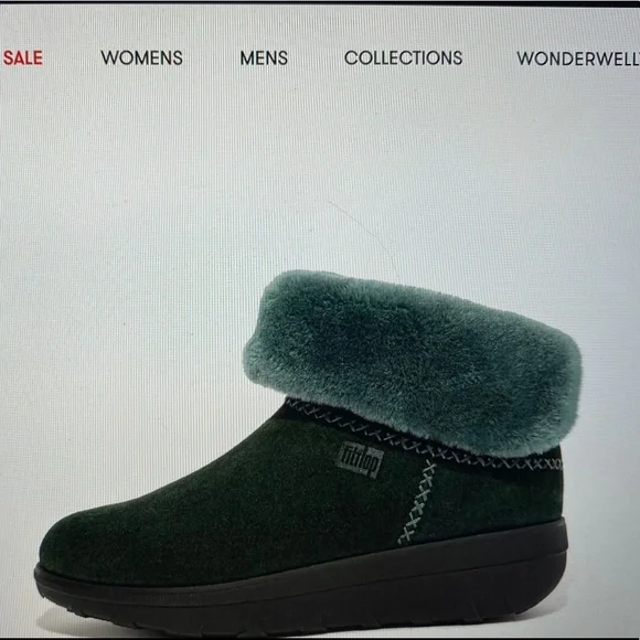 NWOT Fitflop Boots sz. 8.5 in Racing Green - real shearling and suede - Picture 2 of 6